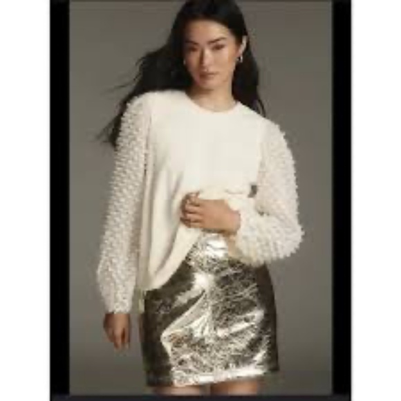 Anthropologie Maeve Textured-Long Sleeve Top L - Picture 2 of 13